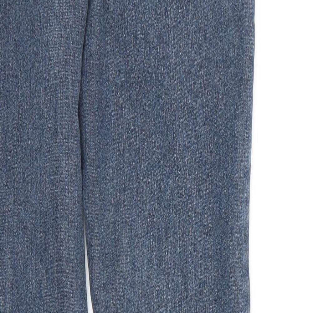 Brand and care label for Denim co. women’s blue denim skinny jeans, size UK 8, 30-inch leg