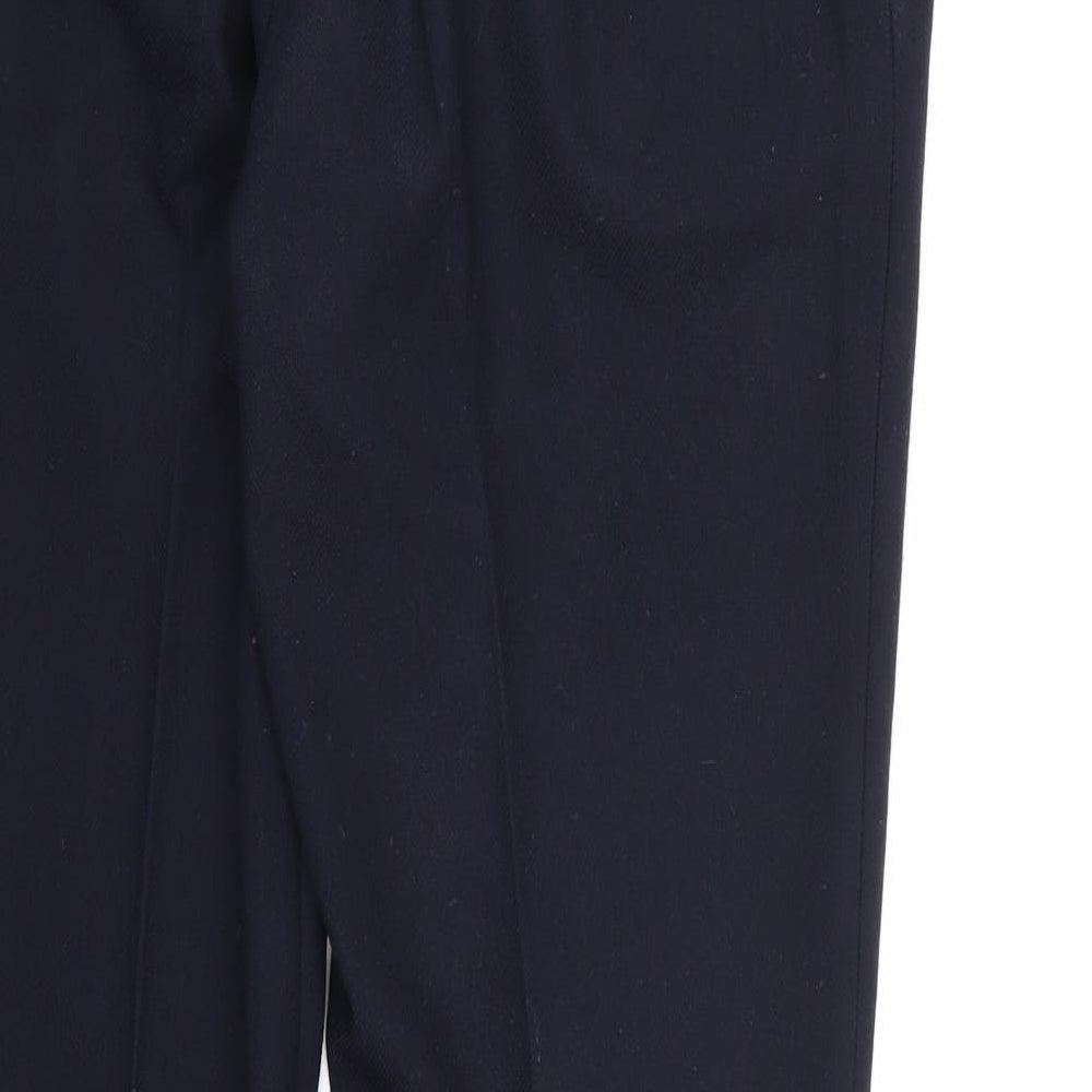 Brand and care label for Next men’s blue rayon dress pants trousers, 29-inch leg