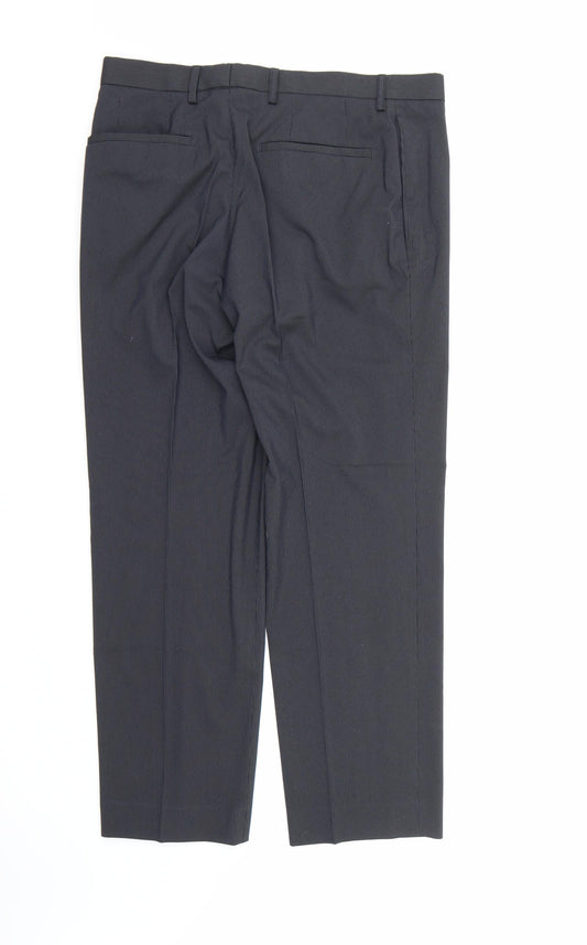 Marks and Spencer Mens Blue Striped Rayon Dress Pants Trousers L29 in