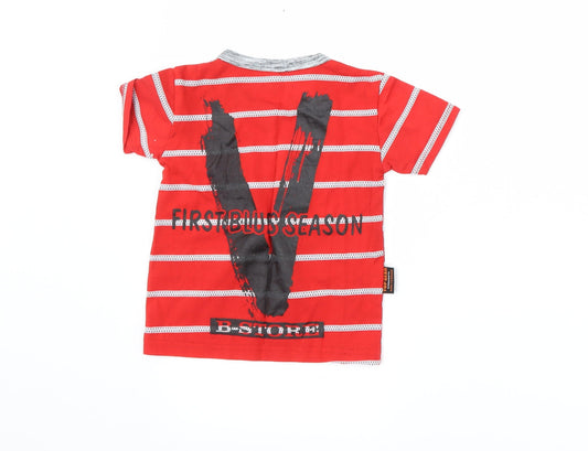 Top Gear Boys Red Striped Basic T-Shirt Size 9-12 Months