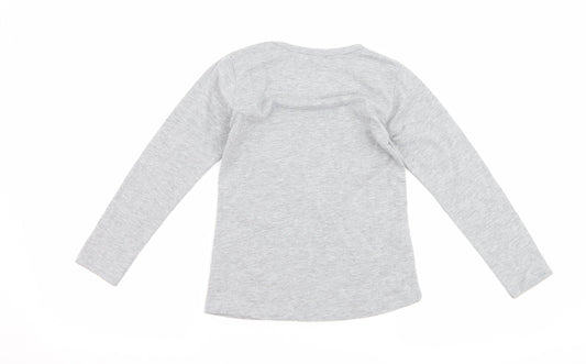 atabay Girls Grey Basic T-Shirt Size 6-7 Years - Love Bunny