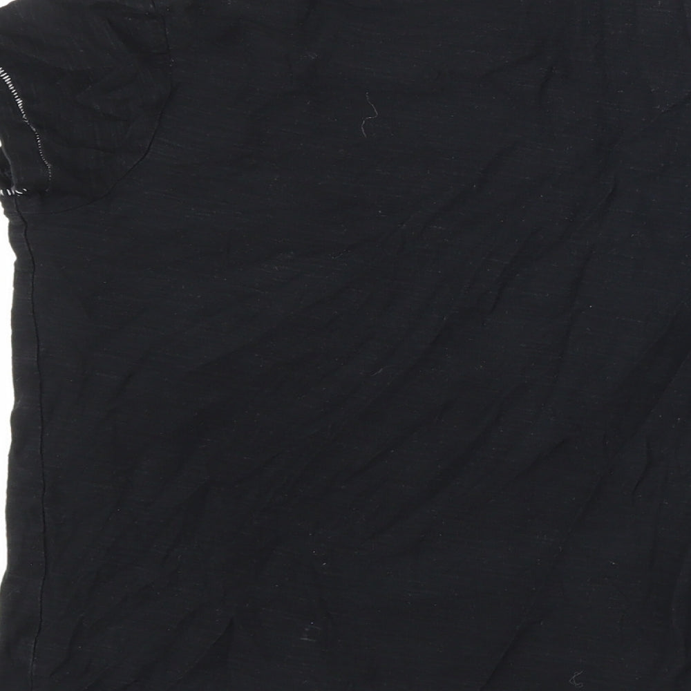 Brand and care label for Matalan boys’ black basic t-shirt, size 6, years - awesome