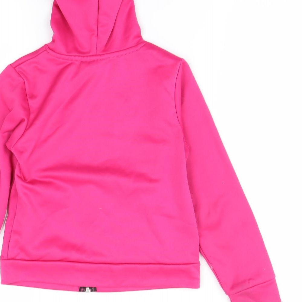 Brand and care label for Body Glove girls’ pink full zip hoodie, size 8, years