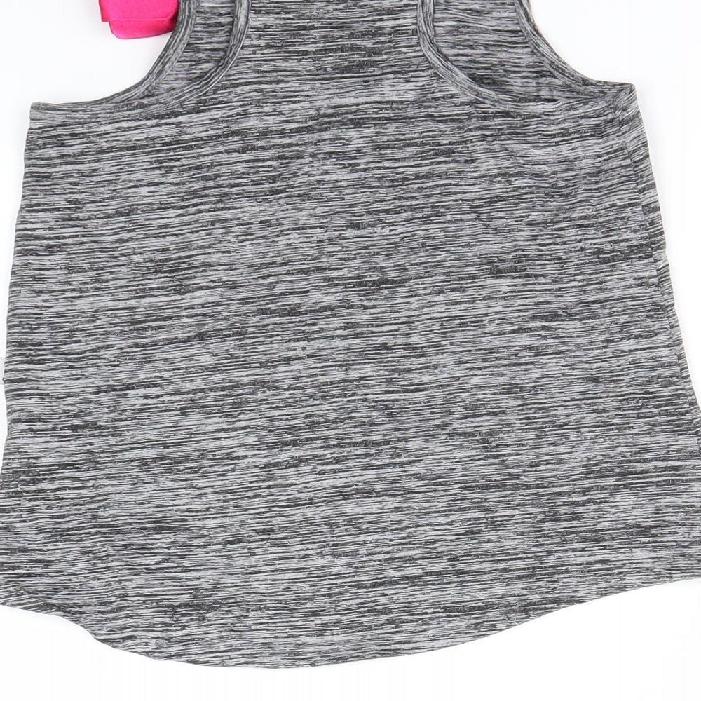 Brand and care label for Jojo Siwa girls’ grey basic tank, size 7-8, years