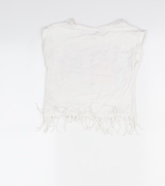 Nutmeg Girls White Basic T-Shirt Size 6 Years
