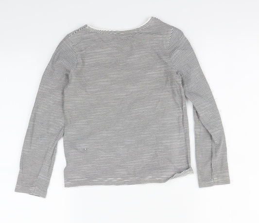 Primark Girls Black Striped Basic T-Shirt Size 7-8 Years