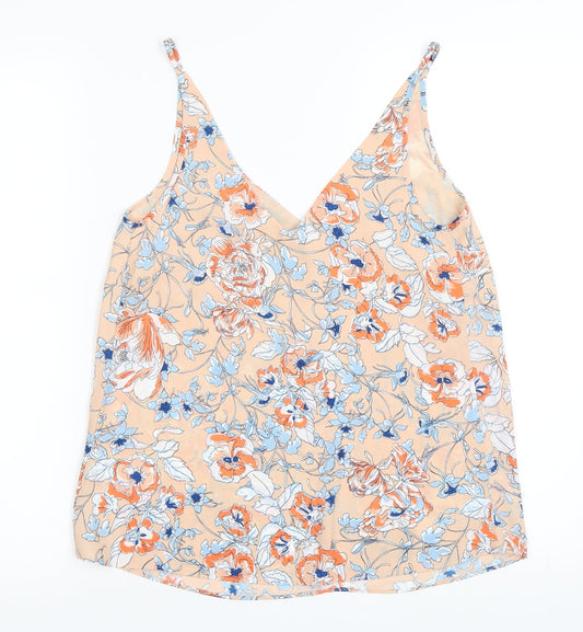 Papaya Womens Orange Floral Camisole T-Shirt Size 8