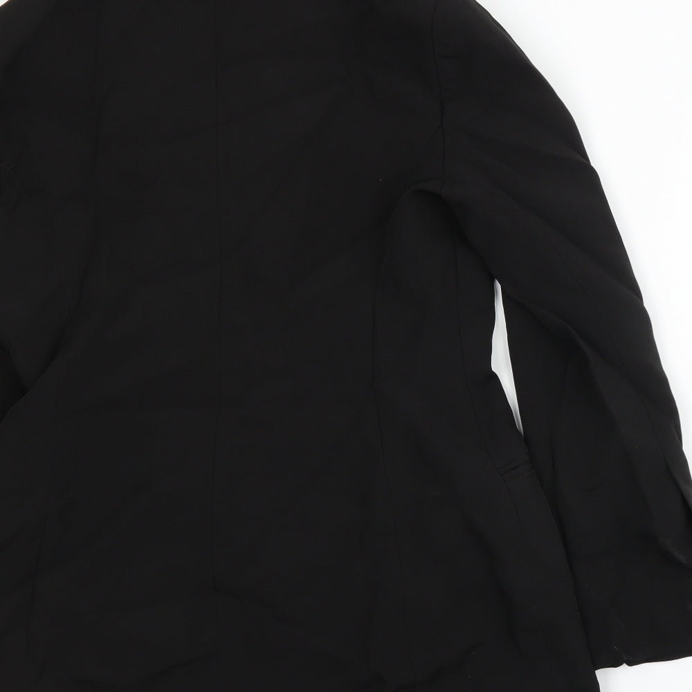 Brand and care label for ASOS women’s black jacket suit jacket, size UK 14