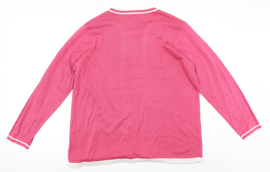 Fay Louise Womens Pink Pullover Jumper Size XL