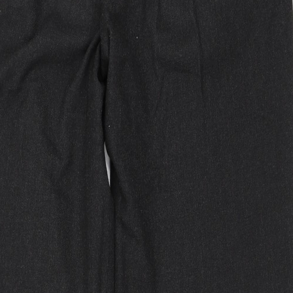 Brand and care label for Skopes men’s grey trousers, size 34, in, 32-inch leg