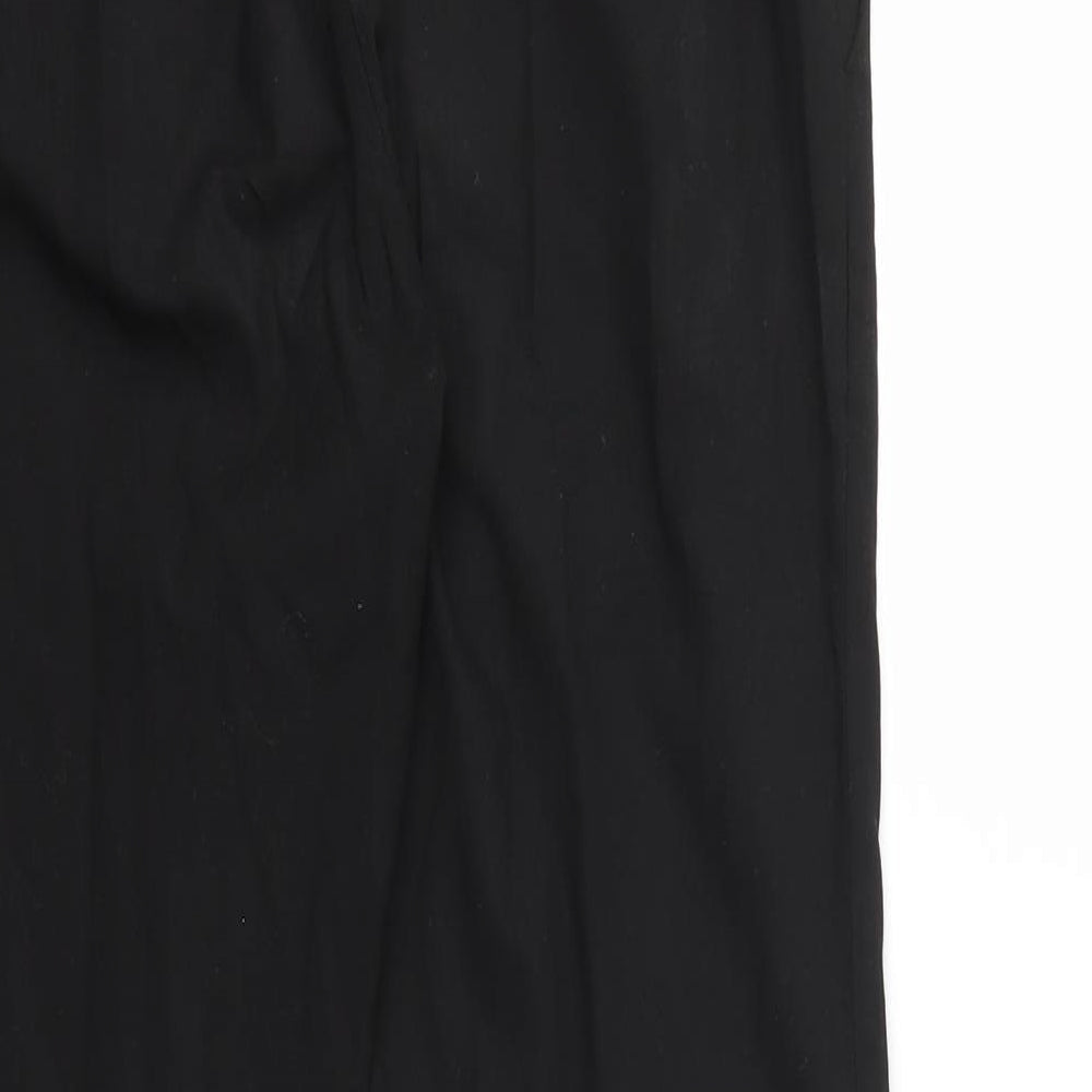 Brand and care label for Uniqlo women’s black trousers, size UK 24, in, 28-inch leg