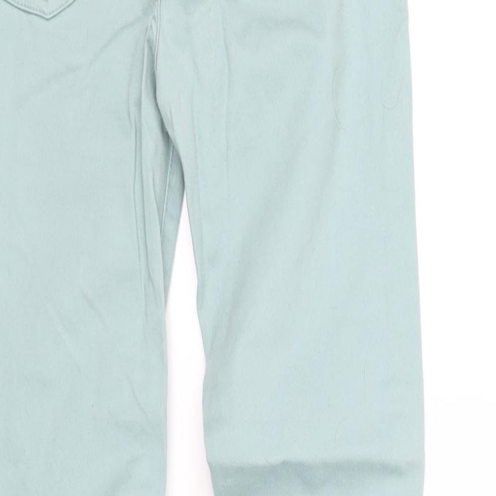 Brand and care label for Denim & Co. girls’ blue straight jeans, size 9-10, years