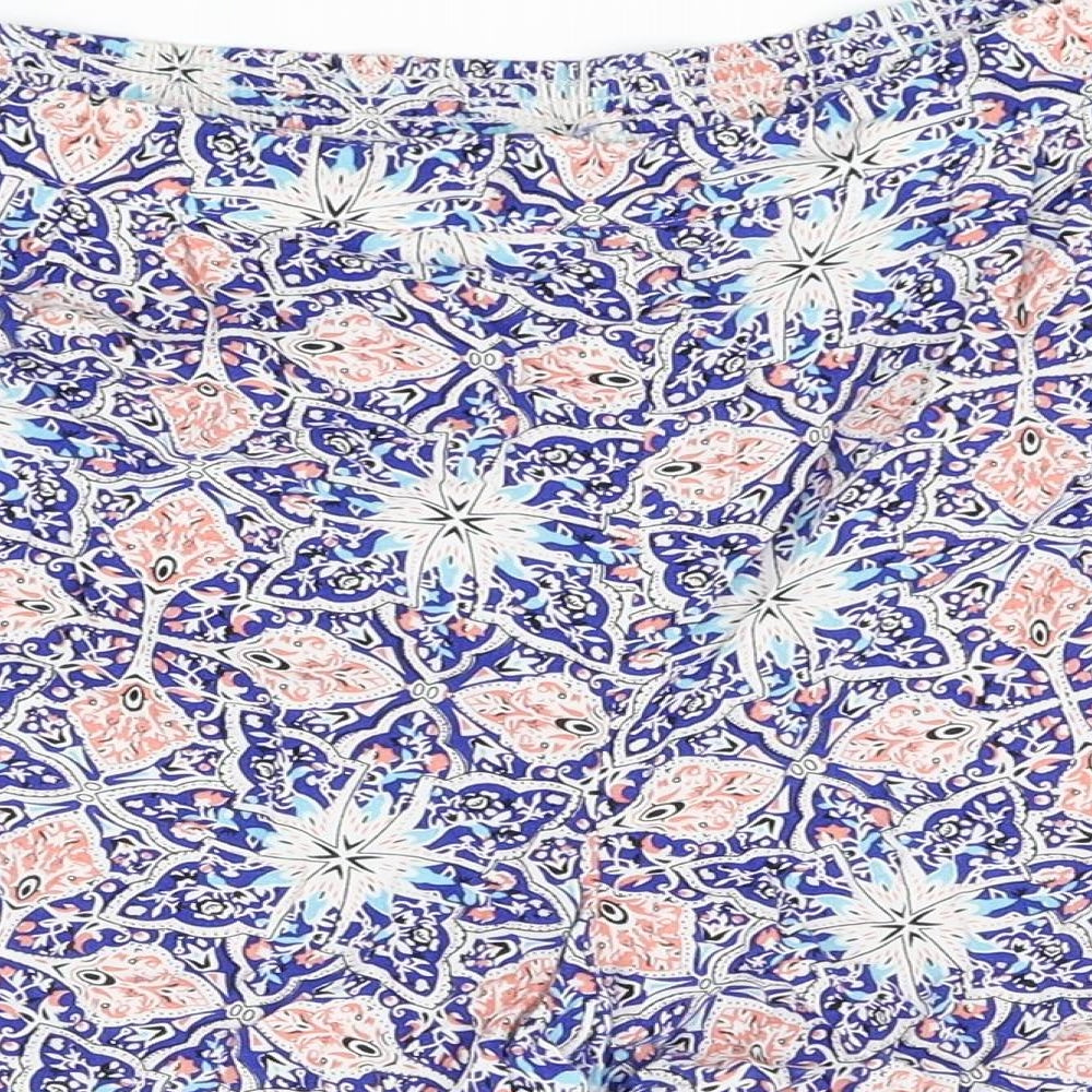 Brand and care label for Papaya women’s blue cut-off shorts, size UK 16