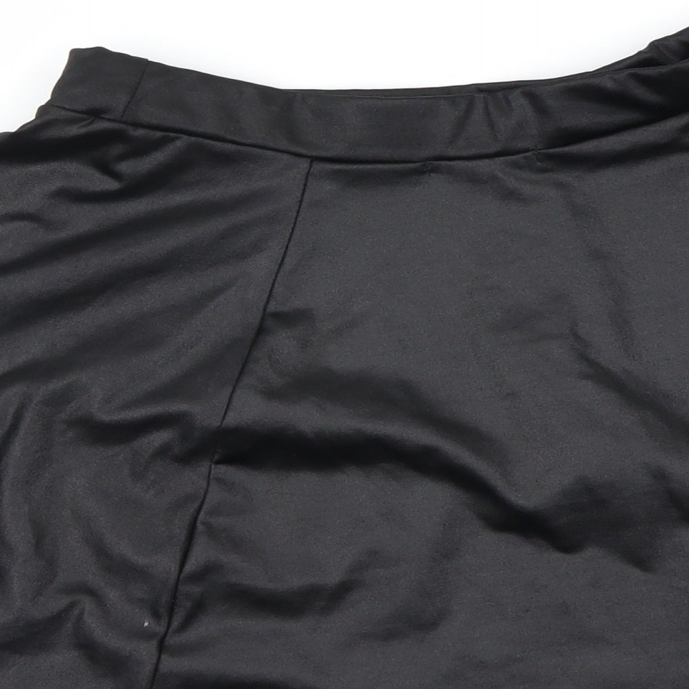 Brand and care label for iNFLUENCE women’s black a-line skirt, size S