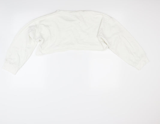 Prettylitlething Womens White Pullover Sweatshirt Size 10 - crop top