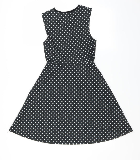 One Touch Womens Black Polka Dot Skater Dress Size 8