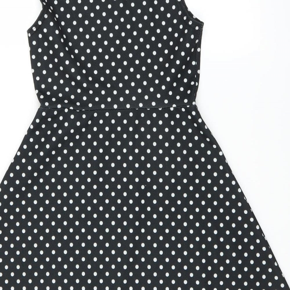 One Touch Womens Black Polka Dot Skater Dress Size 8