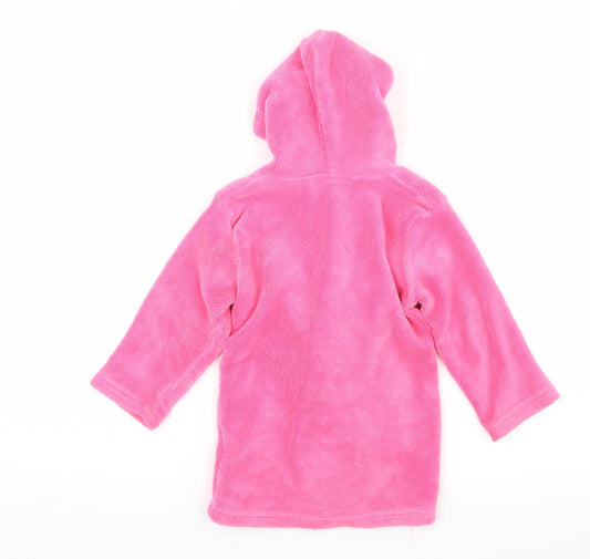 Back view of Early Days girls’ pink solid microfibre cami robe, size 18-24, months