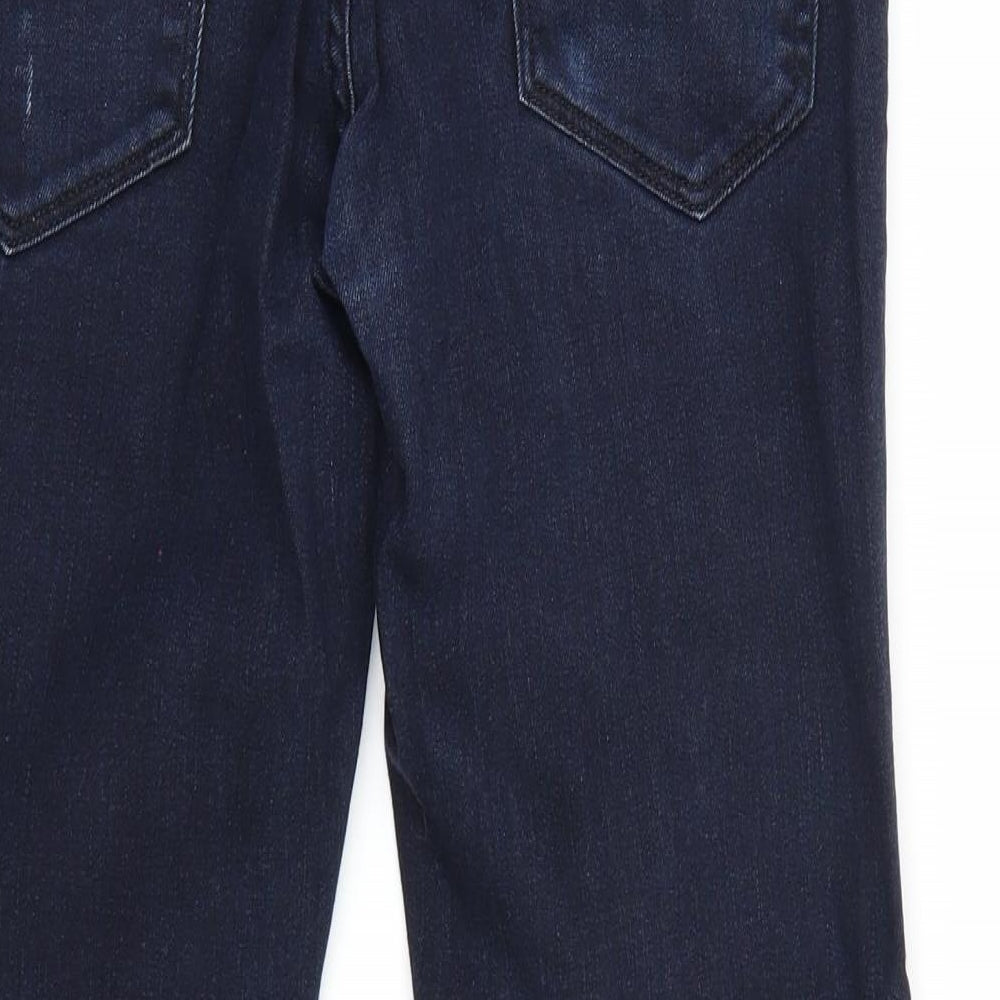 Brand and care label for Burton women’s blue straight jeans, size UK 30, 30-inch leg
