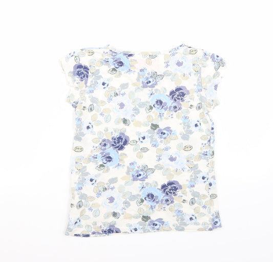 NEXT Girls White Floral Basic T-Shirt Size 7 Years