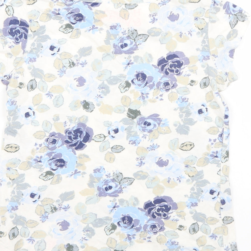 Brand and care label for Next girls’ white floral basic t-shirt, size 7, years