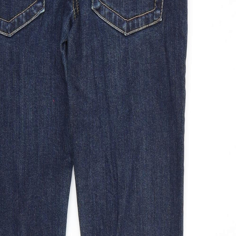 Brand and care label for Only women’s blue straight jeans, size UK 36, 31-inch leg