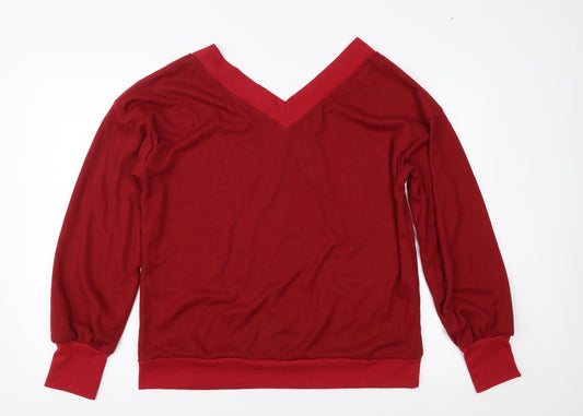 Preworn Womens Red Basic Blouse Size L