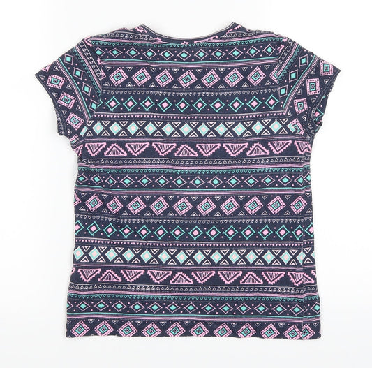 Yooung Dimension Girls Blue Geometric Basic T-Shirt Size 8-9 Years