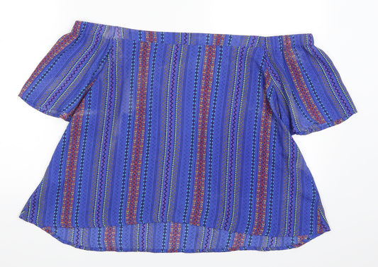 New Look Womens Blue Striped Basic Blouse Size 12
