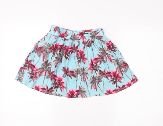 f7f Girls Blue Floral Pleated Skirt Size 8-9 Years