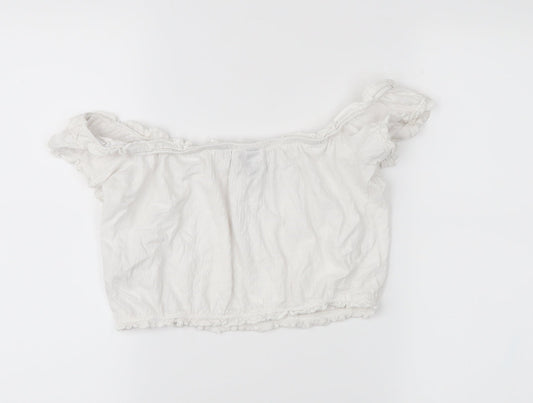 New Look Womens White Cropped Blouse Size 8