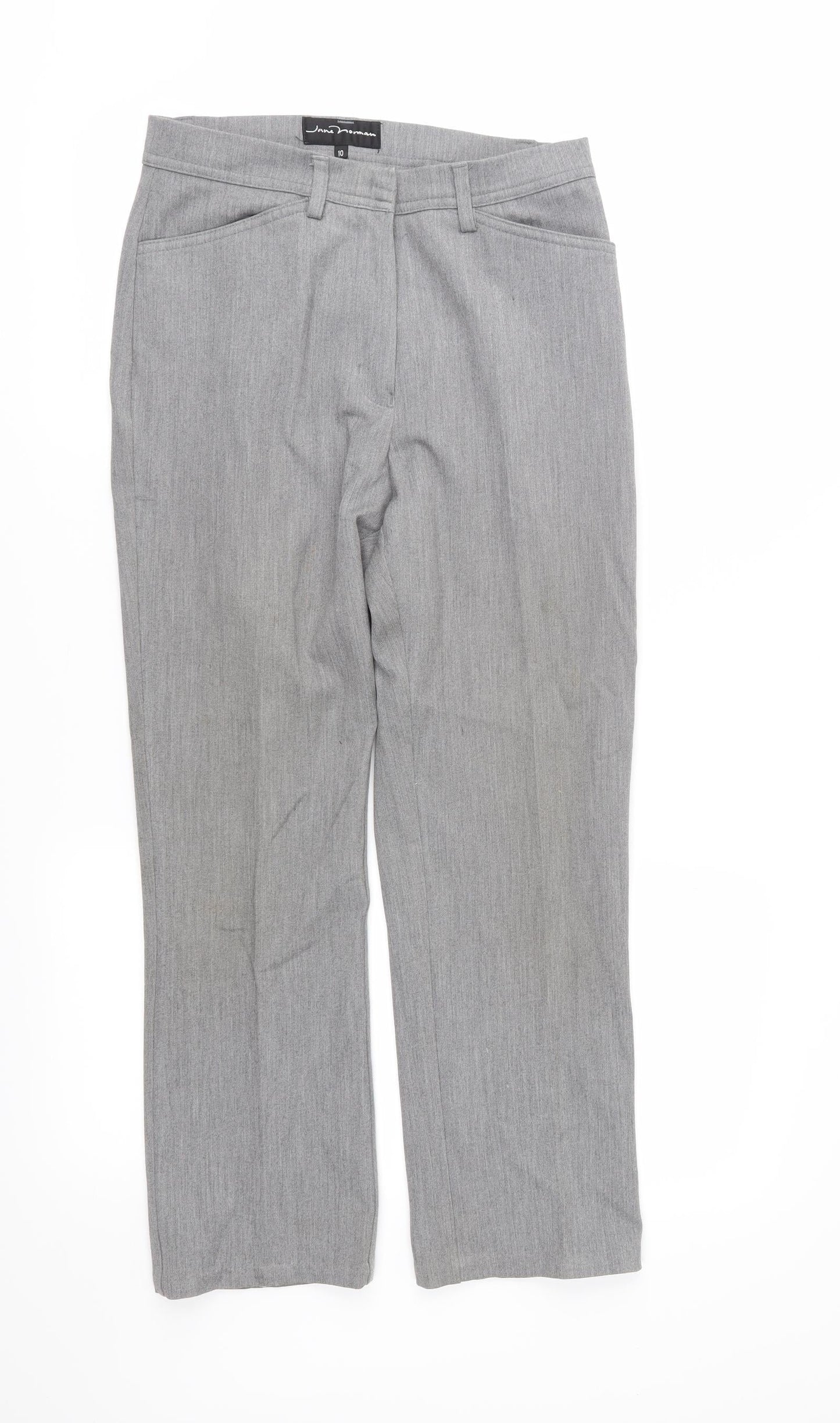 Jane Norman Womens Grey Trousers Size 10 L24.5 in