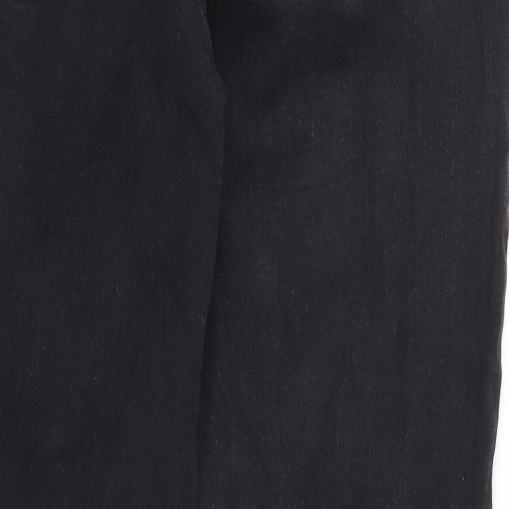 Brand and care label for Avenue women’s black denim skinny jeans, size UK 14, 28-inch leg