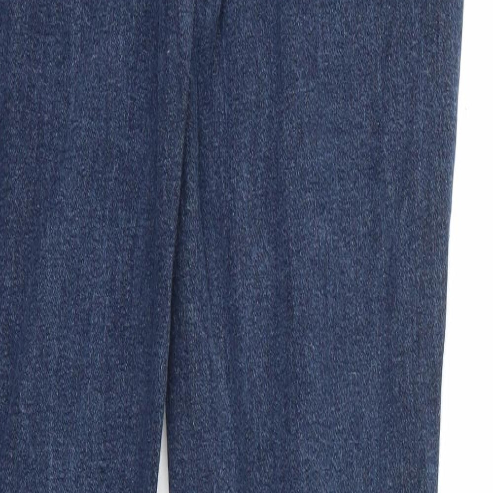 Brand and care label for Up Fashion women’s blue denim skinny jeans, size UK 27, 32-inch leg