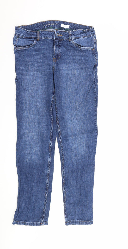 Additional front view of Canada women’s blue denim straight jeans, size UK 10, 28-inch leg
