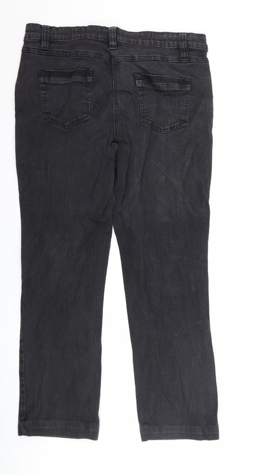 WOMbat Womens Black Denim Straight Jeans Size 14 L27 in