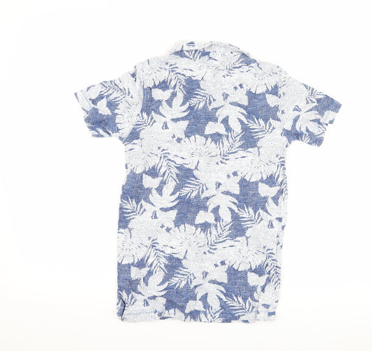 H&M Boys Blue Floral Basic Polo Size 9-10 Years