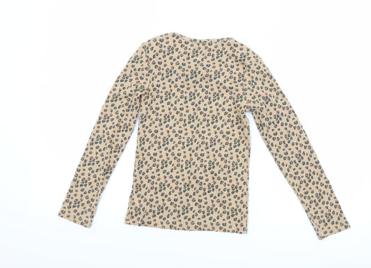 NEXT Girls Brown Animal Print Basic T-Shirt Size 9 Years
