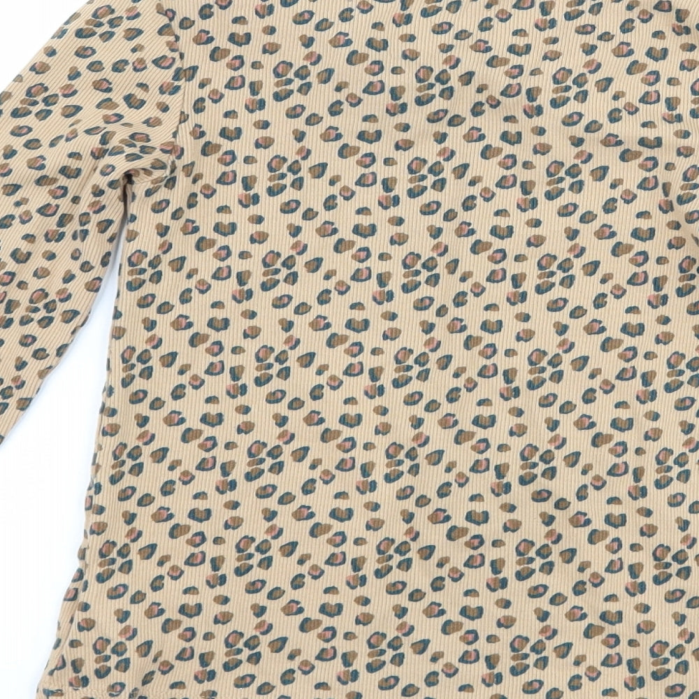 NEXT Girls Brown Animal Print Basic T-Shirt Size 9 Years