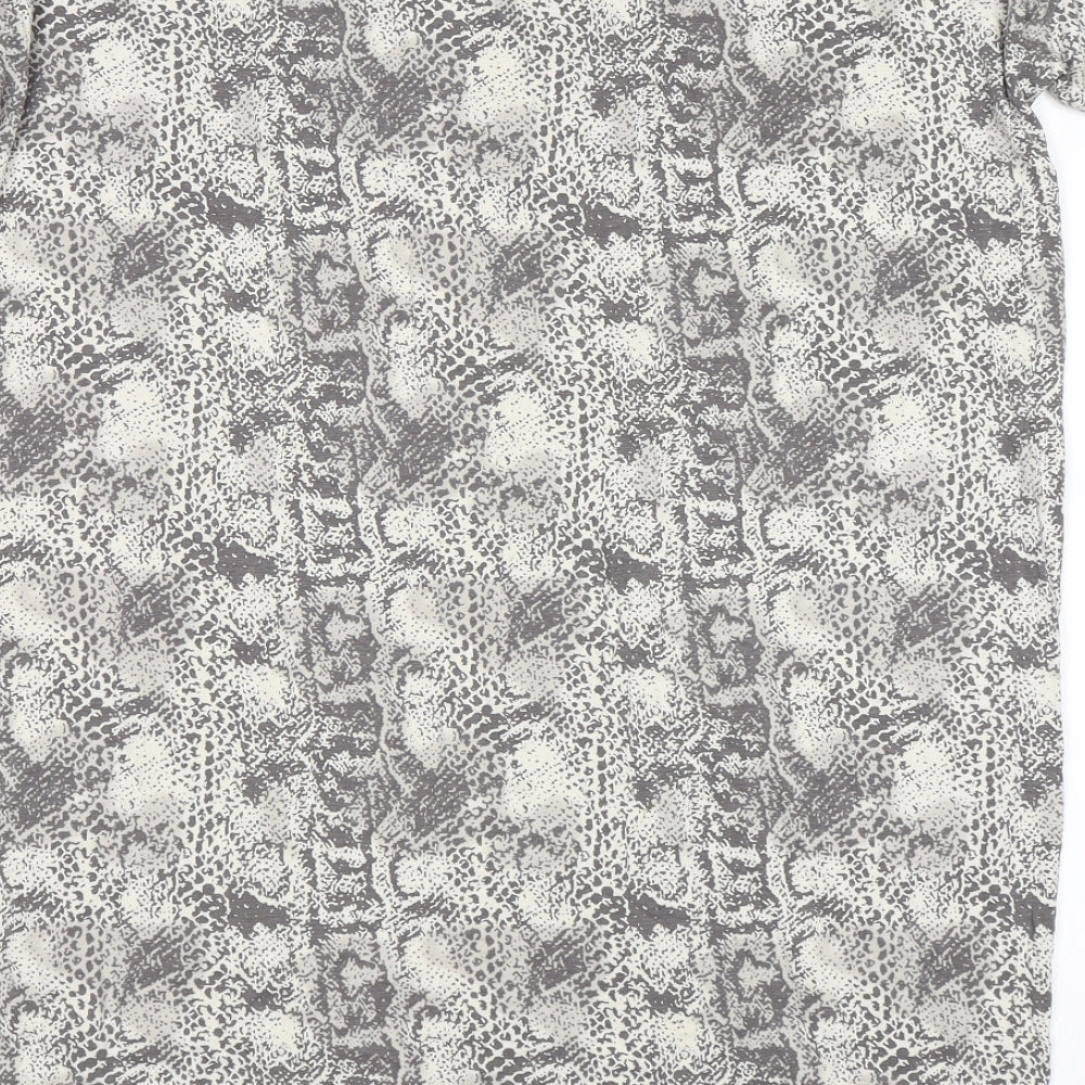 Brand and care label for Next women’s grey animal print basic t-shirt, size UK 10