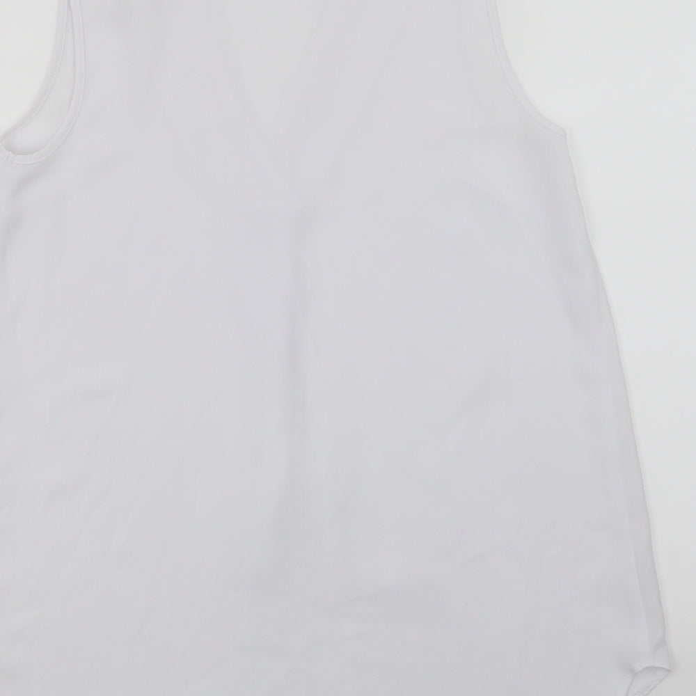 Brand and care label for Peacocks women’s white camisole tank, size UK 8