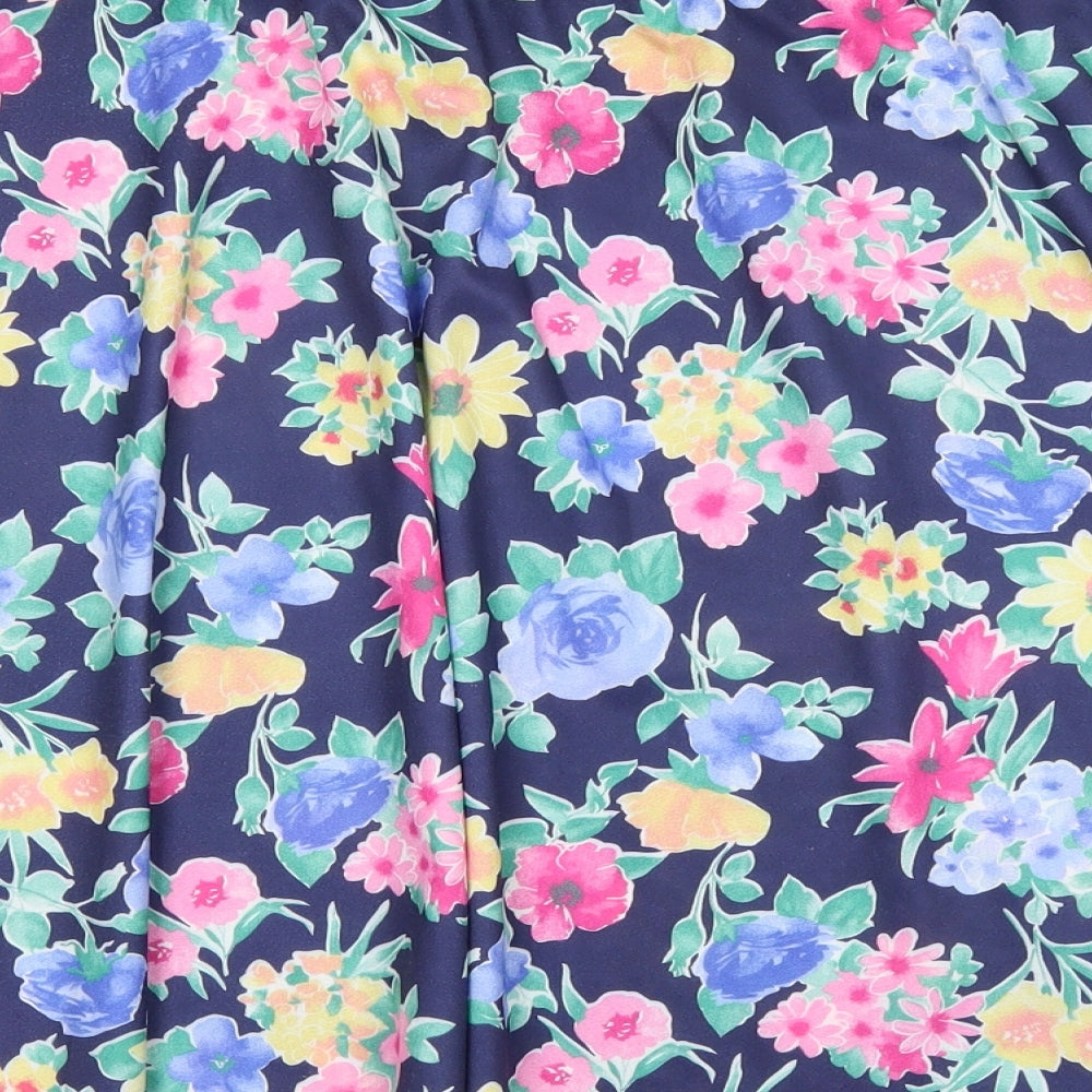 Classic Womens Blue Floral Skater Skirt Size 33 in