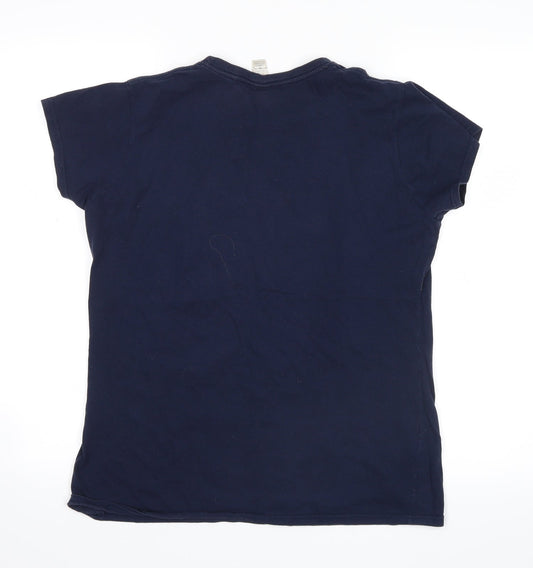 ring spun Womens Blue Basic T-Shirt Size L - new youth theatre