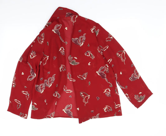 Cleo Womens Red Animal Print Basic Blouse Size 14