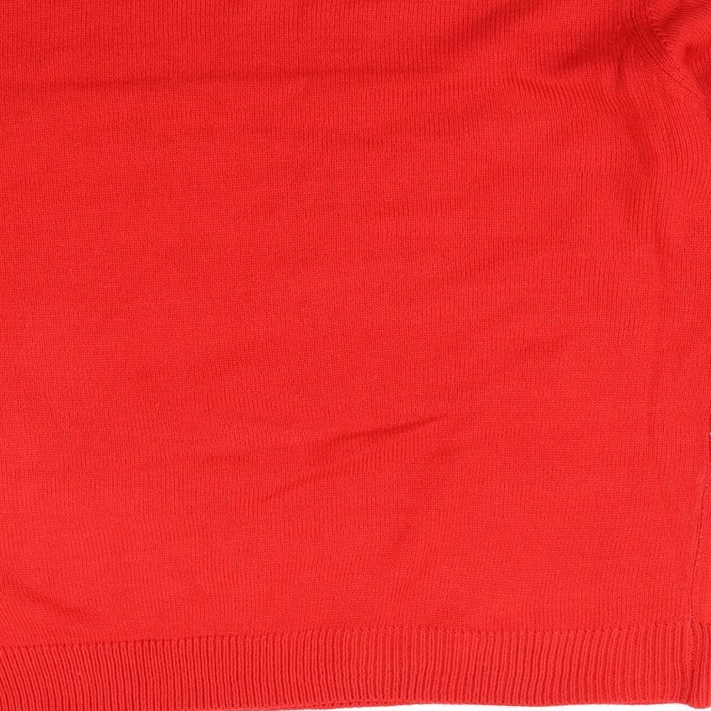 Brand and care label for Studio men’s red jumper, size XL