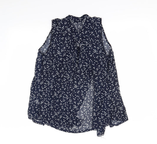 Oakridge Womens Blue Polka Dot Basic Blouse Size M
