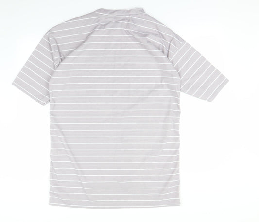 Prettylitlething Womens Grey Striped Basic T-Shirt Size 8