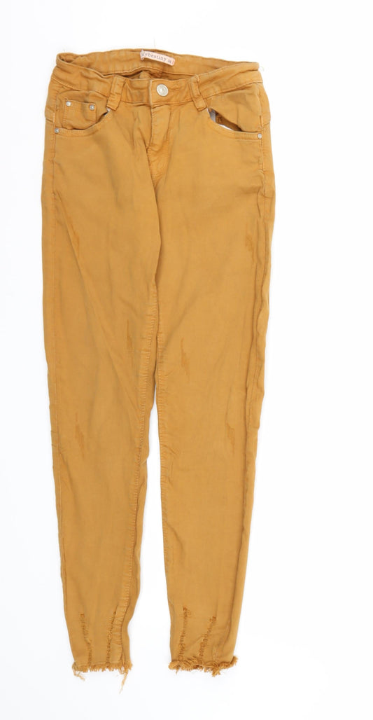 Additional front view of My Bestiny women’s brown denim skinny jeans, size UK 10, 26-inch leg