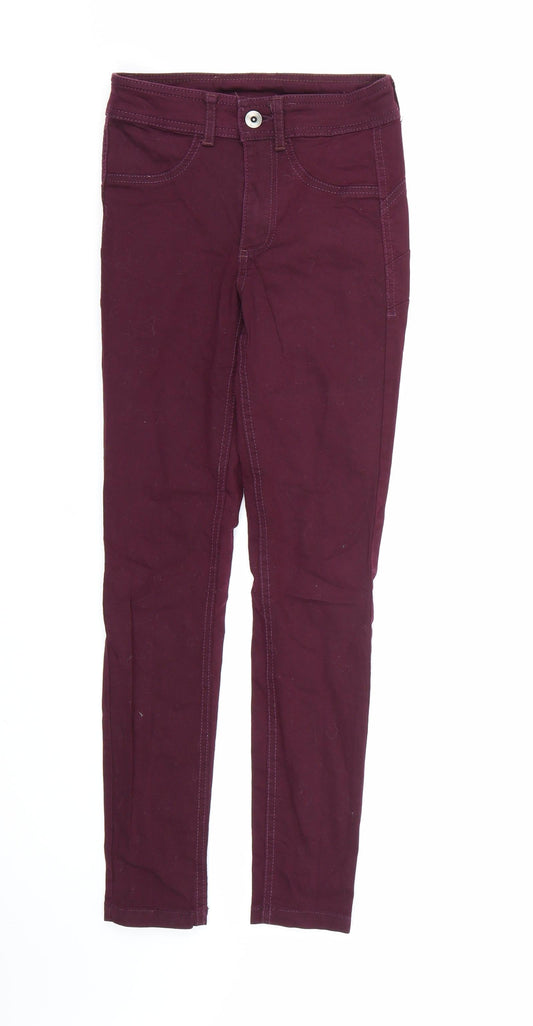 Additional front view of Calzedonia women’s purple denim skinny jeans, size XS, 26-inch leg
