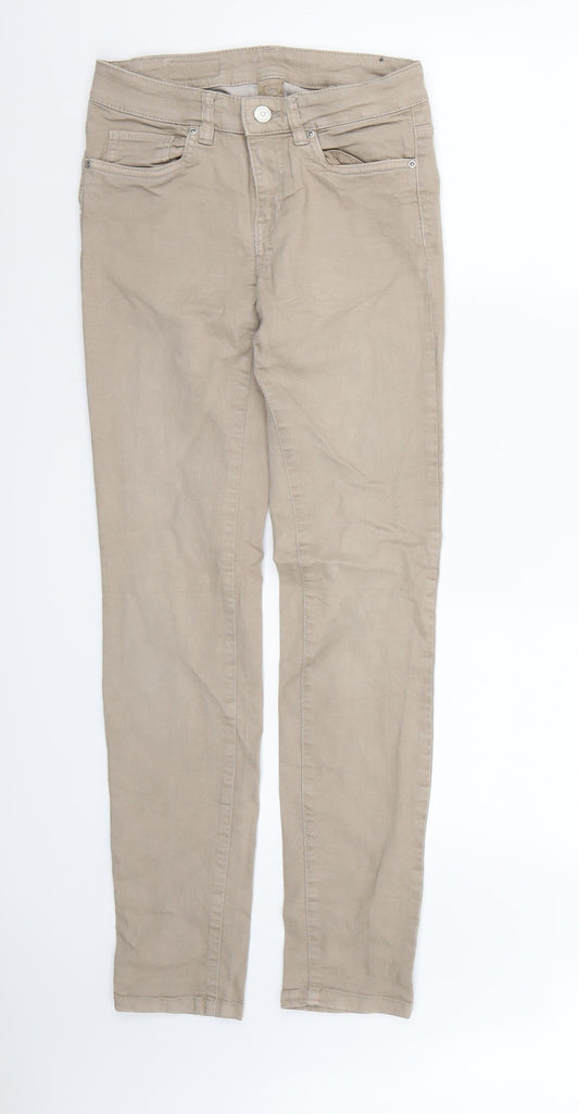Additional front view of Timeless men’s brown denim skinny jeans, 30-inch leg